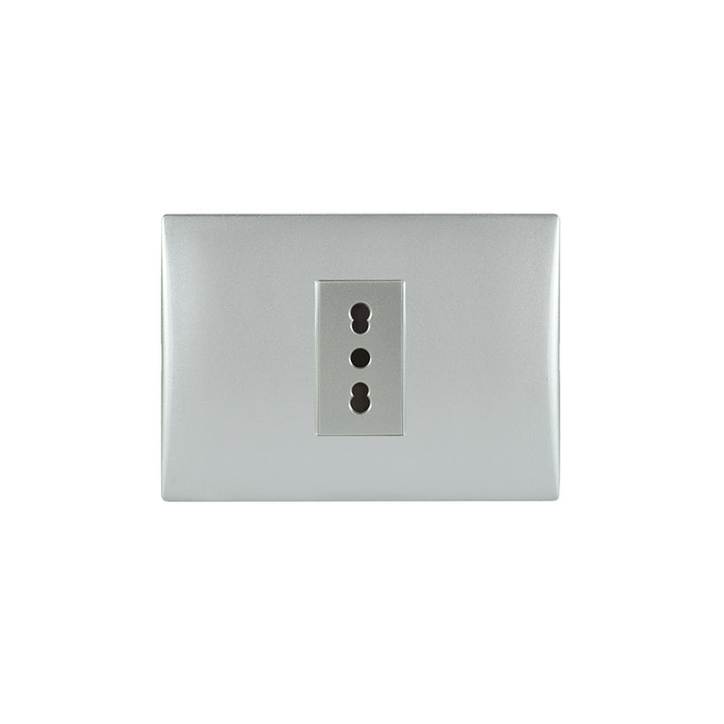 Toma corriente andes simple 10/16A 250V SILVER armado
