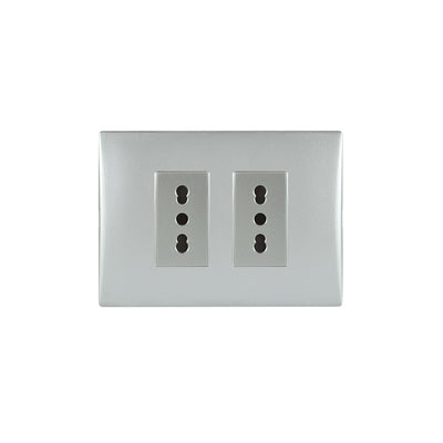 Toma corriente andes doble 10/16A 250V SILVER armado