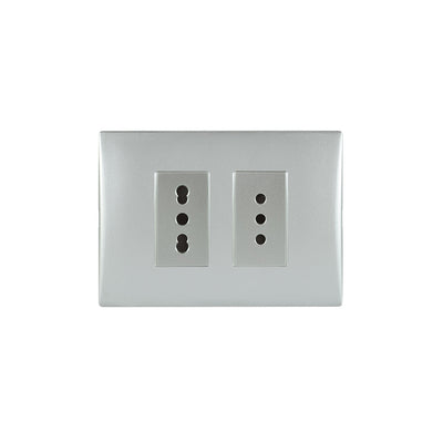 Toma corriente andes doble 10A más10/16A 250V SILVER armado