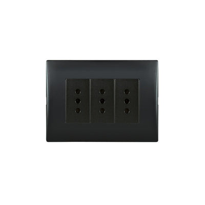Toma corriente andes triple 10A 250V BLACK armado