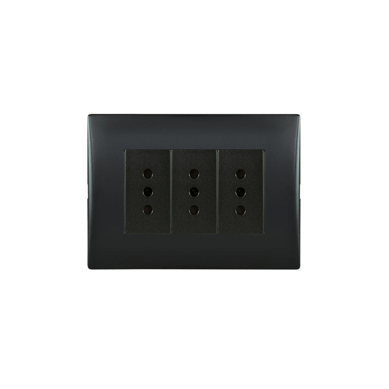 Toma corriente andes triple 10A 250V BLACK armado