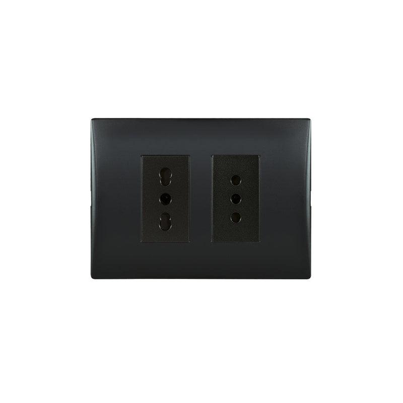 Toma corriente andes doble 10A más 10/16A  250V BLACK armado