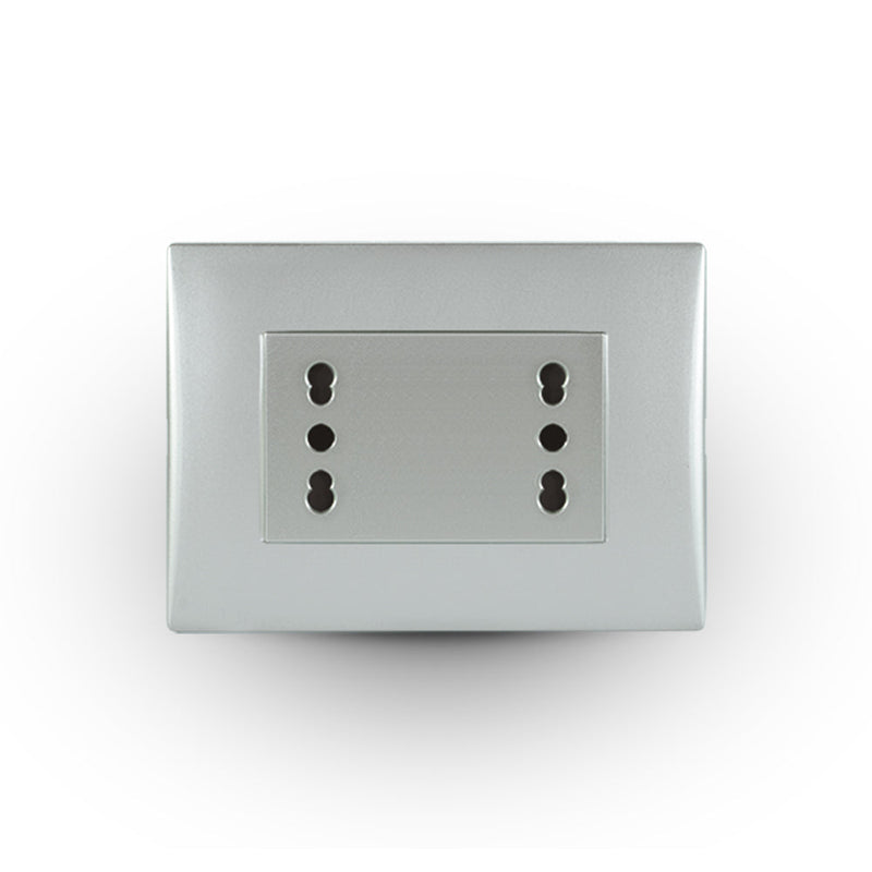 Toma corriente andes DÚPLEX 10/16A 250V SILVER armado