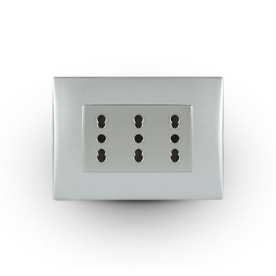 Toma corriente andes TRIPLEX 10/16A 250V SILVER armado