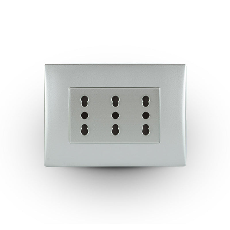 Toma corriente andes TRIPLEX 10/16A 250V SILVER armado