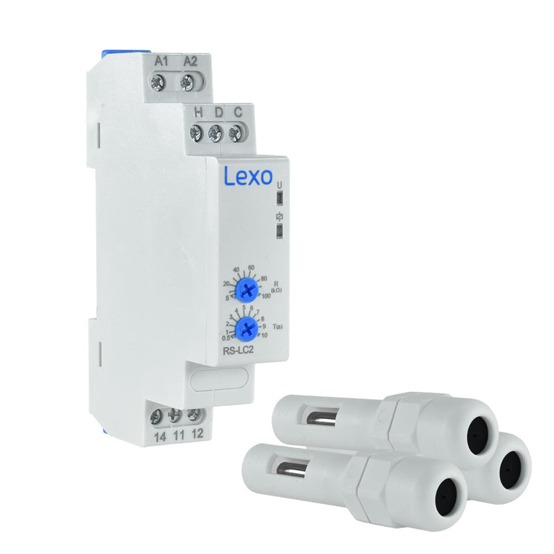 Relé controlador de nivel de líquido, 24-240V AC/DC, 1 módulo DIN