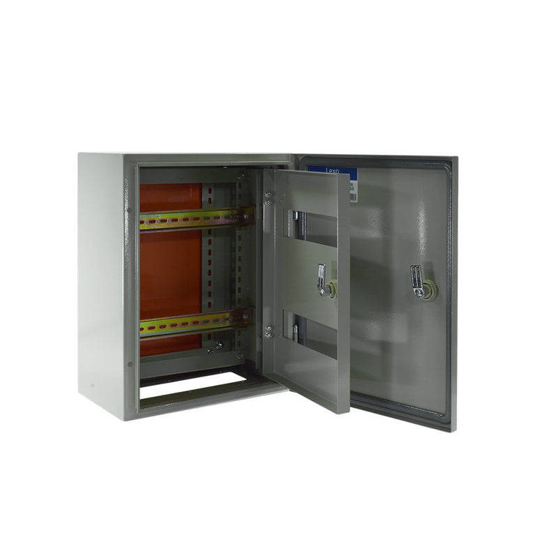 Gabinete metálico IP65, 1 puerta, 400x300x200mm., con chasis