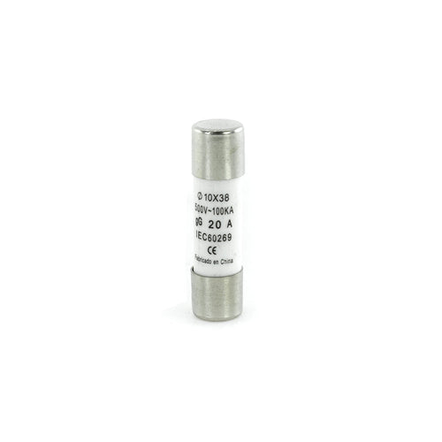 Fusible cilíndrico 10x38mm., 20A