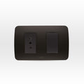 Interruptor simple 9/12+toma corriente 10A 250V grafito armado - Miniatura 1