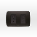 Toma corriente doble 10A más 10/16A 250V grafito armado - Miniatura 1