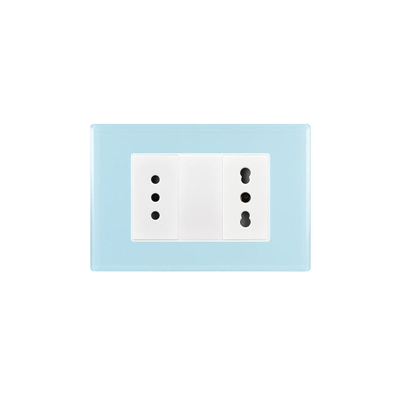 Toma corriente doble 10A más 10/16A  250V CRYSTAL armado