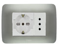 Toma corriente SCHUKO 10/16 más toma corriente 10A 250V plata armado - Miniatura 1