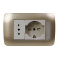 Toma corriente SCHUKO 10/16 más toma corriente 10A 250V beige/titanio armado - Miniatura 1