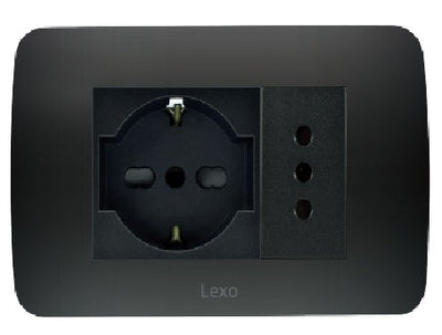 Toma corriente SCHUKO 10/16 más toma corriente 10A 250V grafito armado