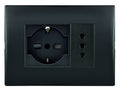 Toma corriente andes SCHUKO 10/16 más toma corriente 10A 250V BLACK armado - Miniatura 1