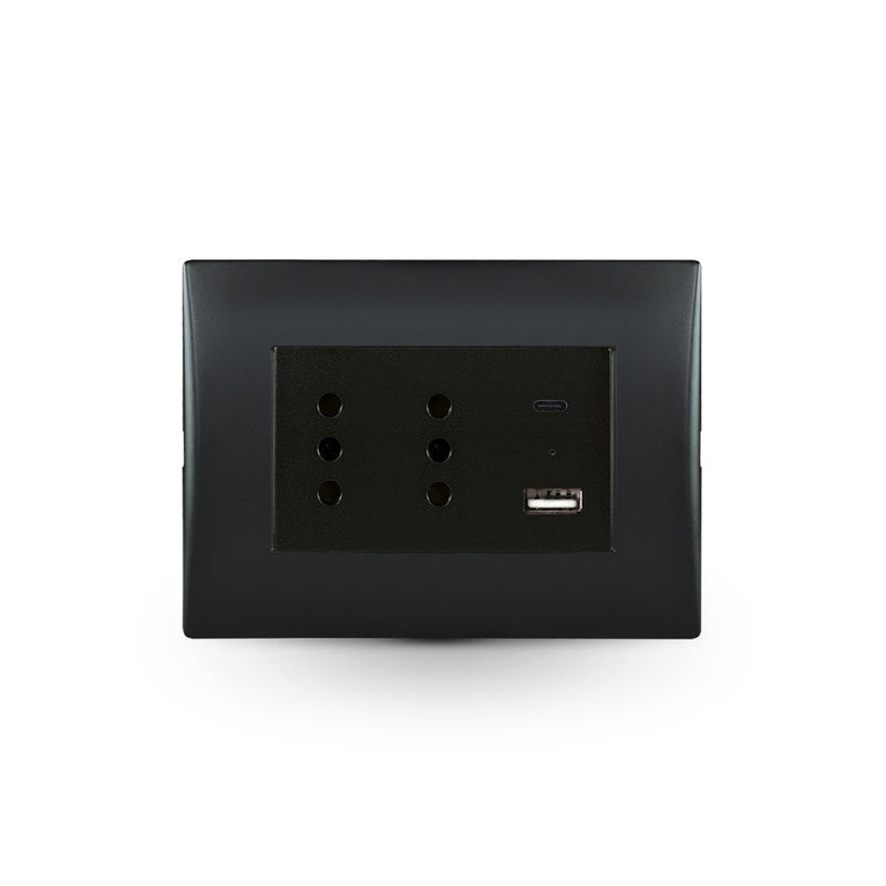 Toma corriente andes DÚPLEX 10/16A 250V BLACK armado
