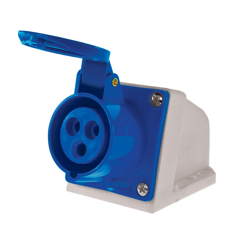 Enchufe industrial hembra sobrepuesta IP44, 16A, 220V, 2P+T