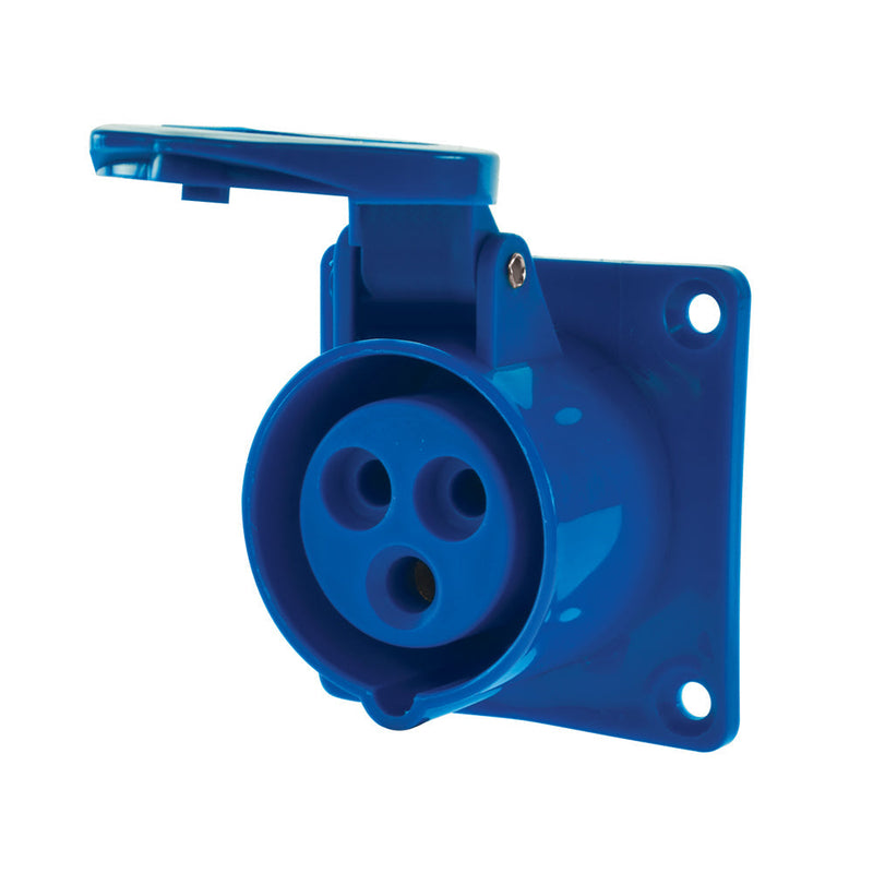 Enchufe industrial hembra embutida IP44, 16A, 220V, 2P+T