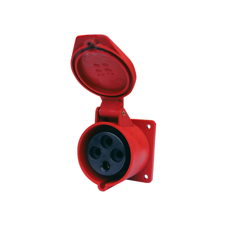 Enchufe industrial hembra embutida IP44, 16A, 380V, 3P+N+T
