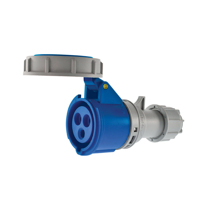 Enchufe industrial hembra volante IP67, 16A, 220V, 2P+T