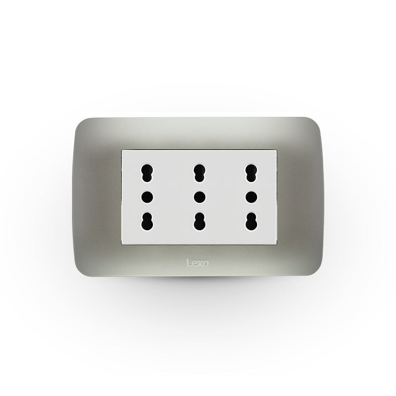 Toma corriente TRIPLEX 10/16A 250V blanco/plata