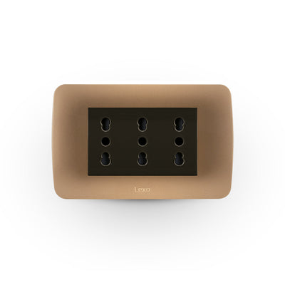 Toma corriente TRIPLEX 10/16A 250V café/titanio armado