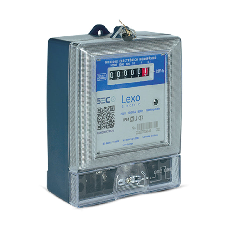Medidor eléctrónico monofásico IP51, 10(50)A 220V, 50Hz
