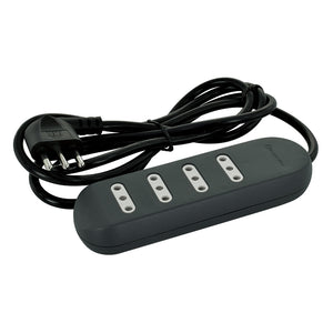 Alargador múltiple negro 4 tomas 1,5mts., 2P+T, 10A