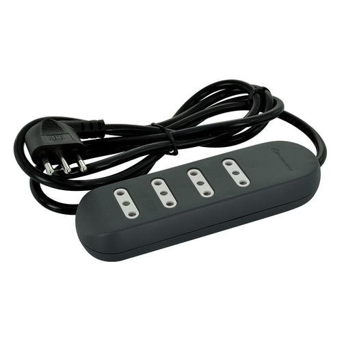 Alargador múltiple negro 4 tomas 1,5mts., 2P+T, 10A